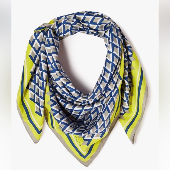 Vince Camuto Geometric Blue and Yellow Square Scarf-NWT - Picture 1 of 3